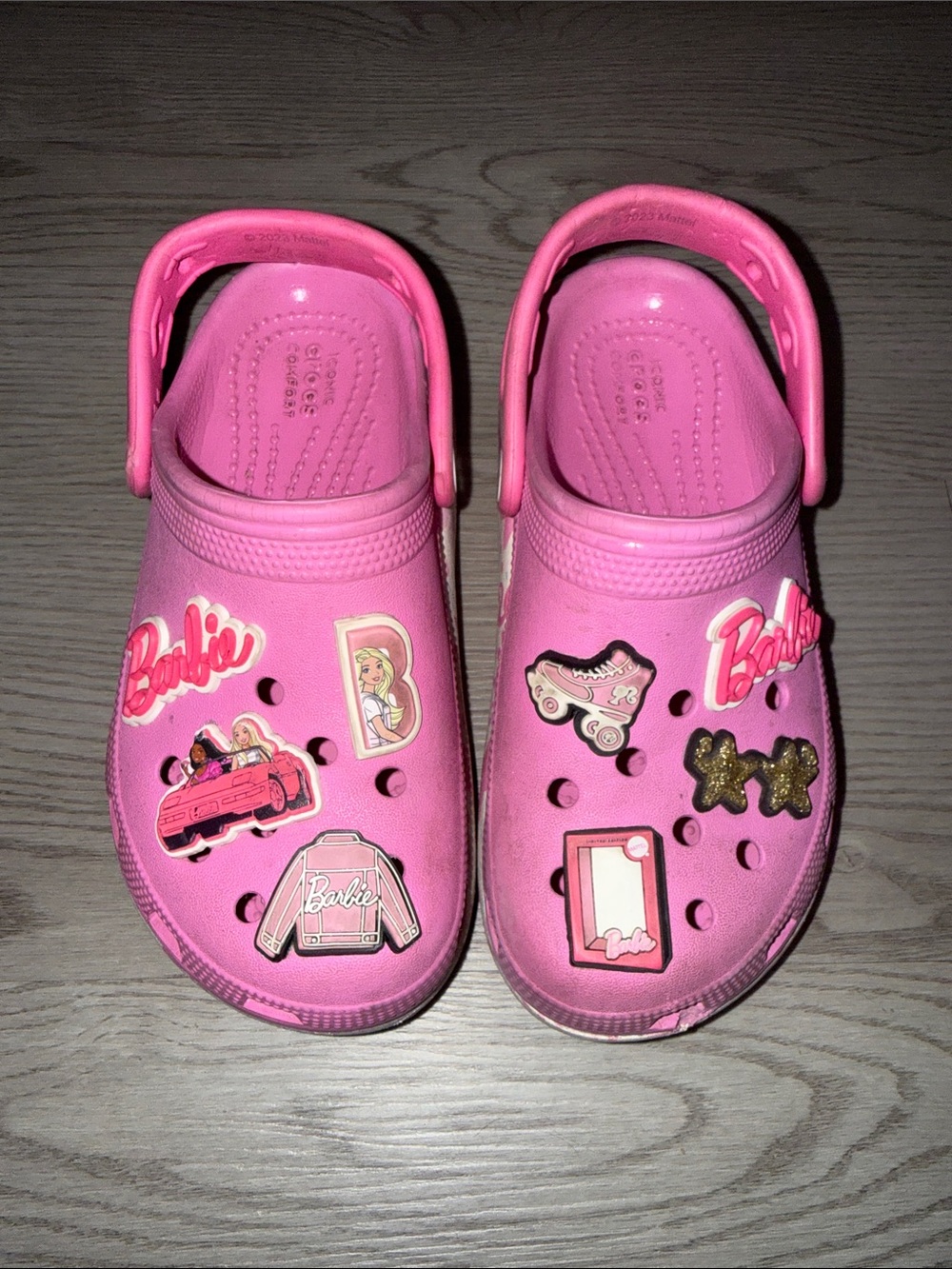 CROCS Kids Pink Barbie Charm Slip-On Clogs